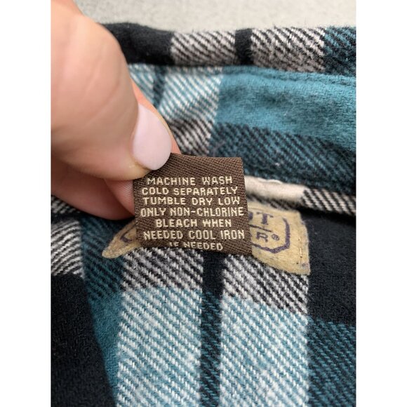 C.E. Schmidt Workwear Mens 2X Blue Plaid Flannel Long Sleeve Shirt - Picture 7 of 8